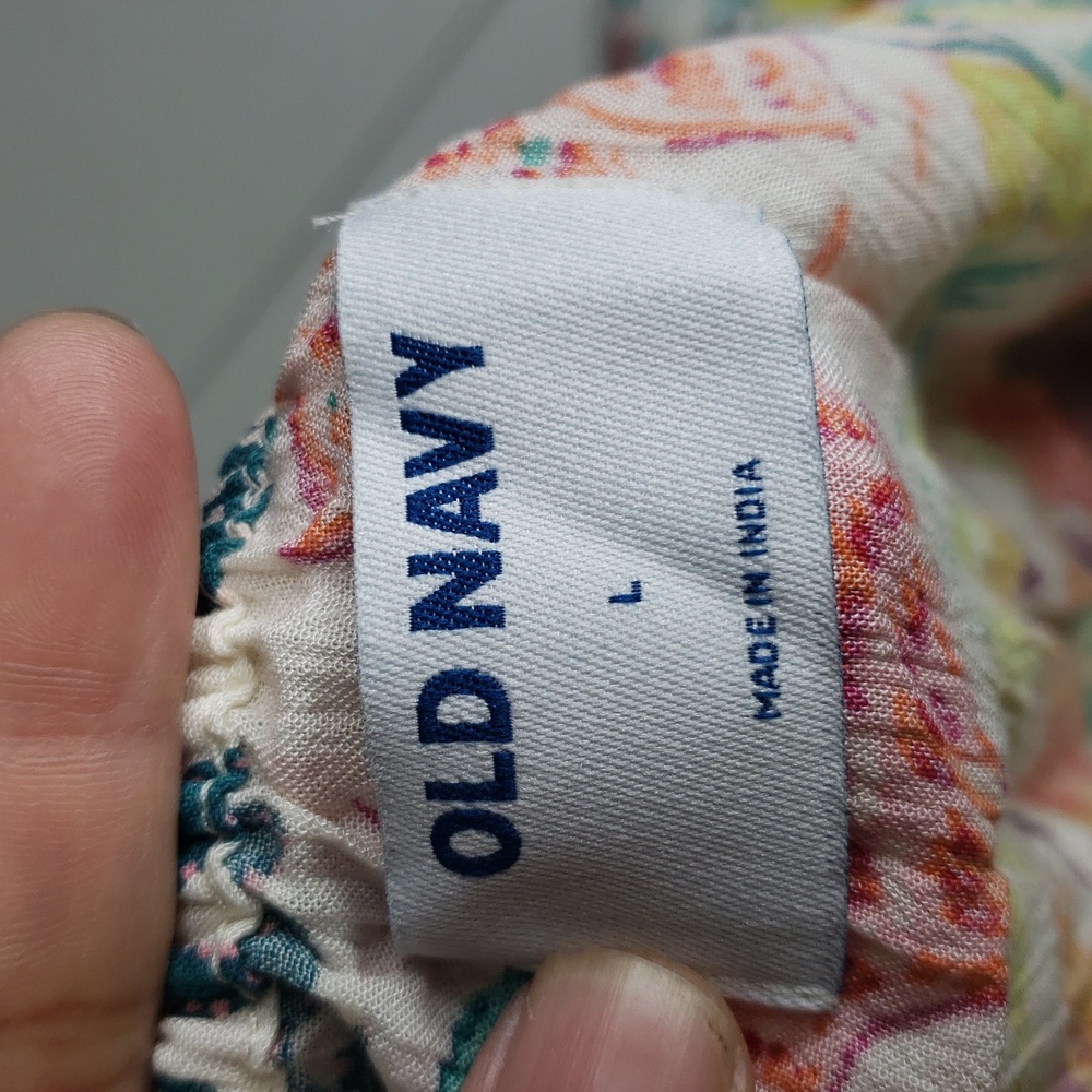 Old Navy Womens Babydoll Tropical Print Blouse Top Size L Travel Bohemian Vacay - Picture 8 of 16